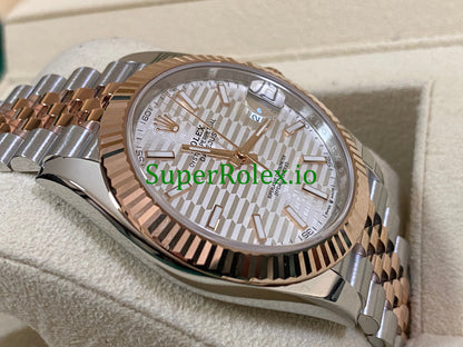 Datejust 41 Steel and Everose Gold Silver Fluted-Motif Dial Ref.126331