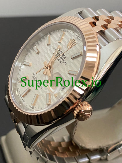 Datejust 41 Steel and Everose Gold Silver Fluted-Motif Dial Ref.126331