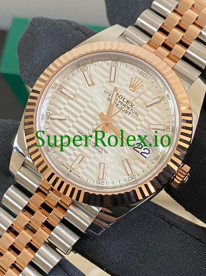 Datejust 41 Steel and Everose Gold Silver Fluted-Motif Dial Ref.126331