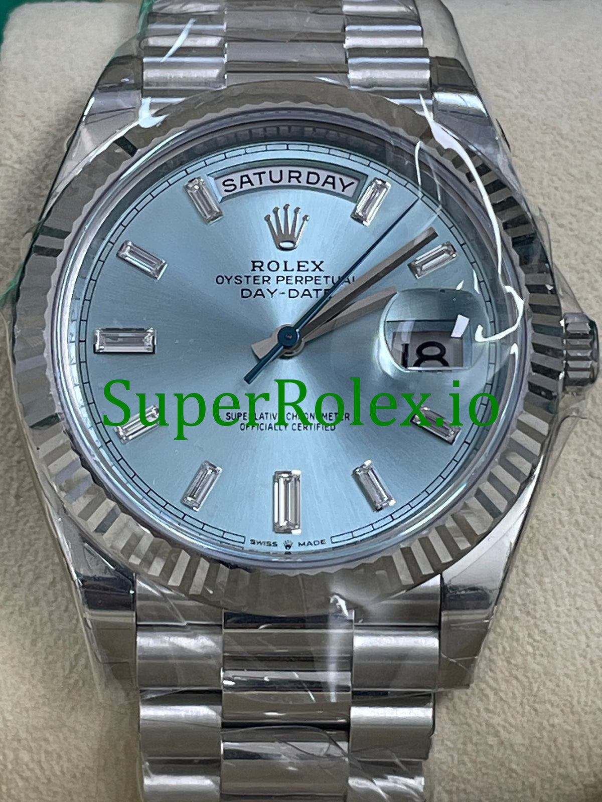 Platinum Day-Date 40MM Ref.228236 - Ice Blue Baguette Diamond Dial
