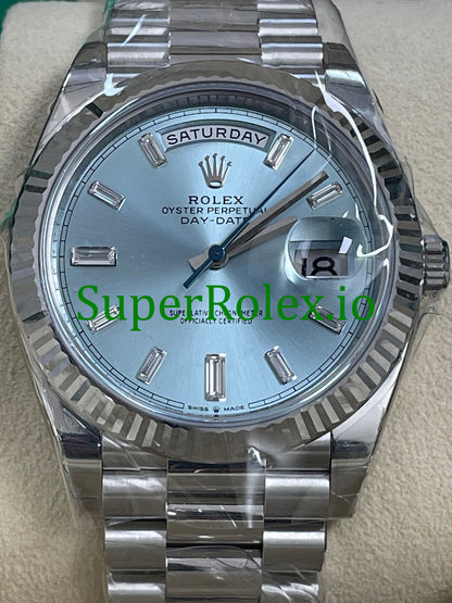 Platinum Day-Date 40MM Ref.228236 - Ice Blue Baguette Diamond Dial