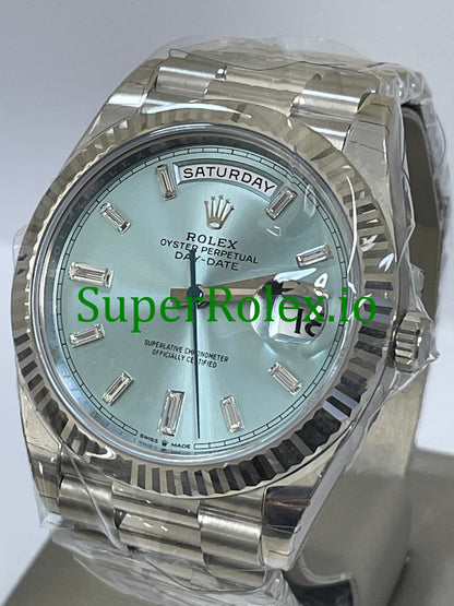 Platinum Day-Date 40MM Ref.228236 - Ice Blue Baguette Diamond Dial
