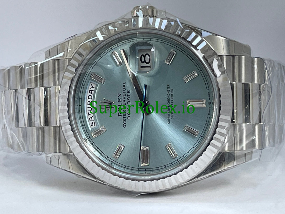 Platinum Day-Date 40MM Ref.228236 - Ice Blue Baguette Diamond Dial