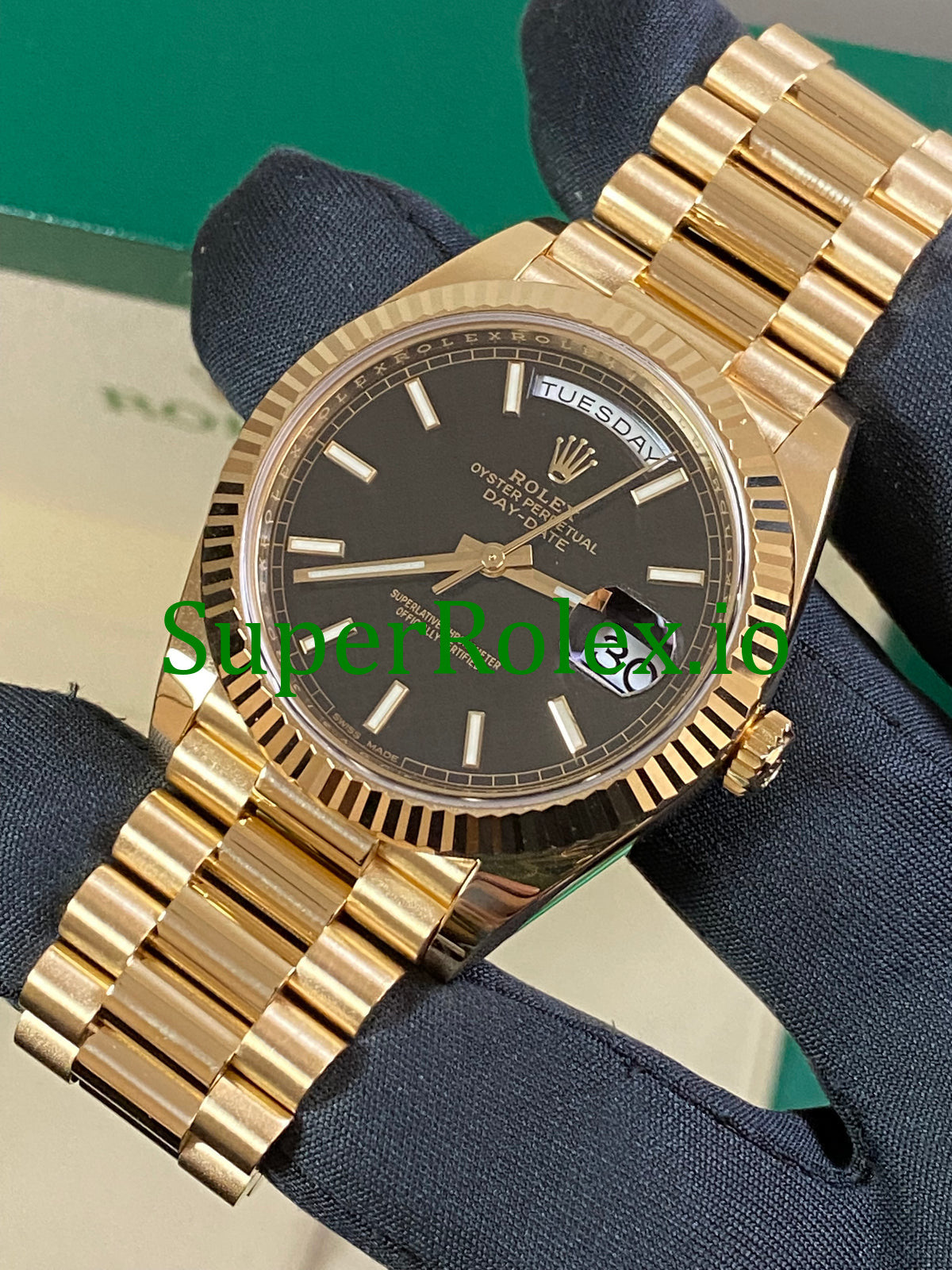 Day-Date 40MM Yellow Gold Ref.228238 Black Motif Dial