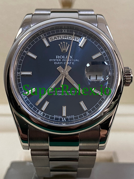 Day-Date 36MM White Gold Blue Index Dial Ref.118209