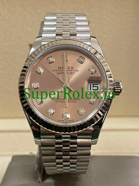 Datejust 31 Steel and White Gold Pink Diamond Dial Ref.278274