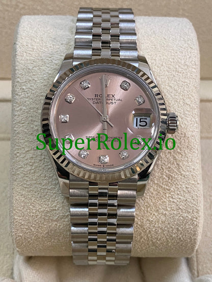 Datejust 31 Steel and White Gold Pink Diamond Dial Ref.278274