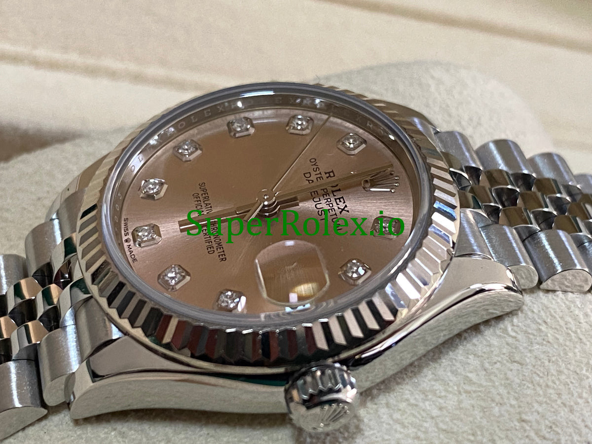 Datejust 31 Steel and White Gold Pink Diamond Dial Ref.278274