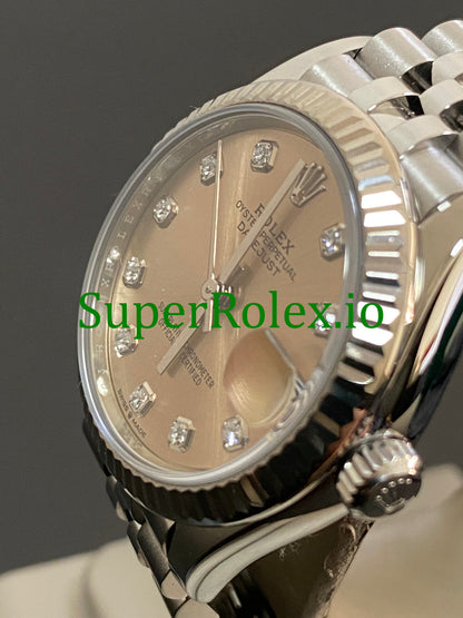 Datejust 31 Steel and White Gold Pink Diamond Dial Ref.278274