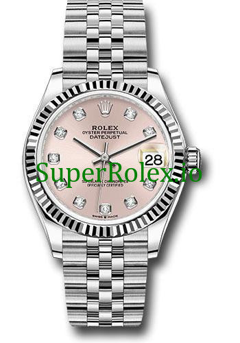 Datejust 31 Steel and White Gold Pink Diamond Dial Ref.278274