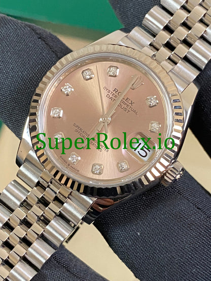 Datejust 31 Steel and White Gold Pink Diamond Dial Ref.278274