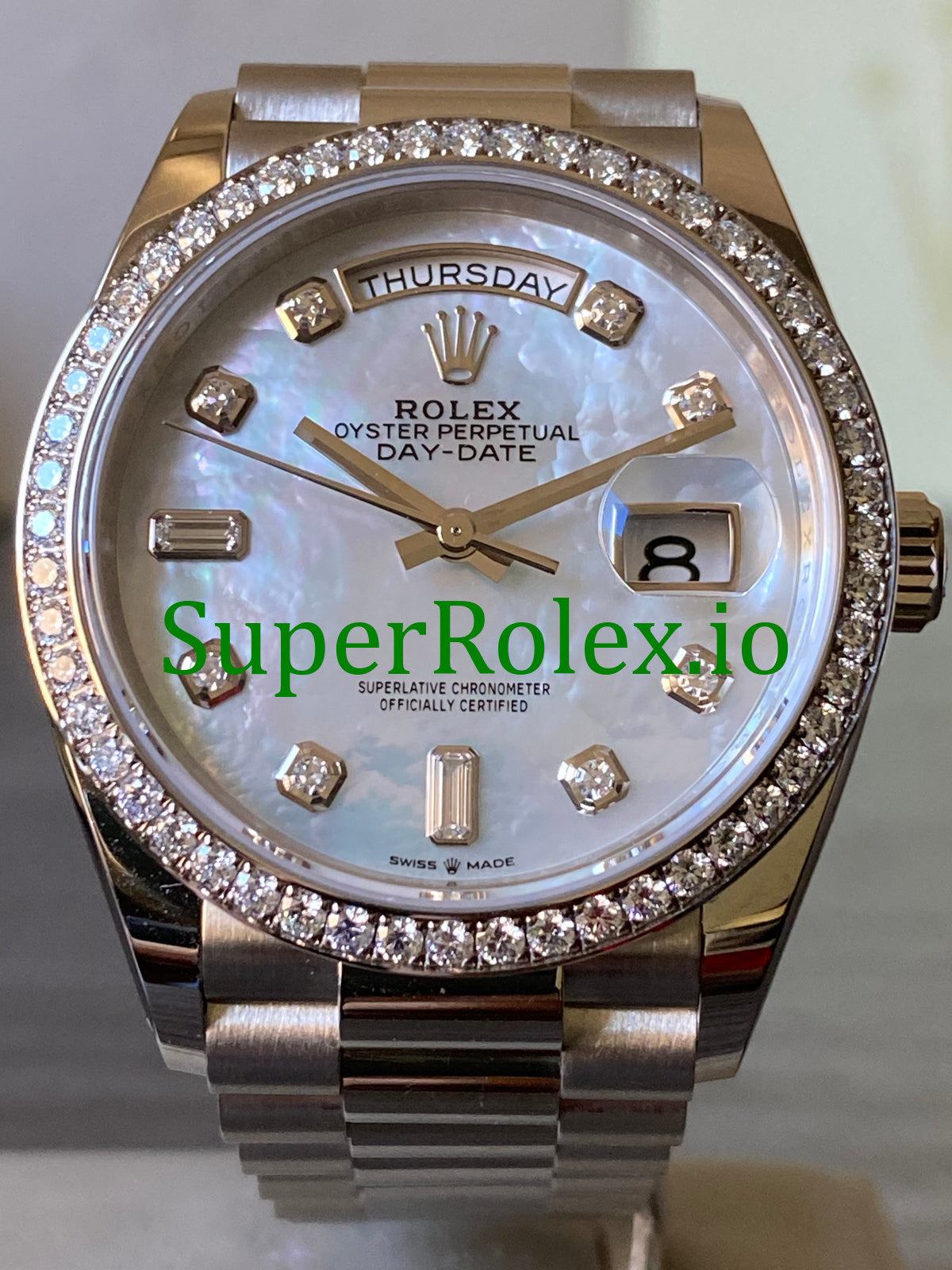 Day-Date 36MM White Gold Diamond Bezel Ref.128349RBR