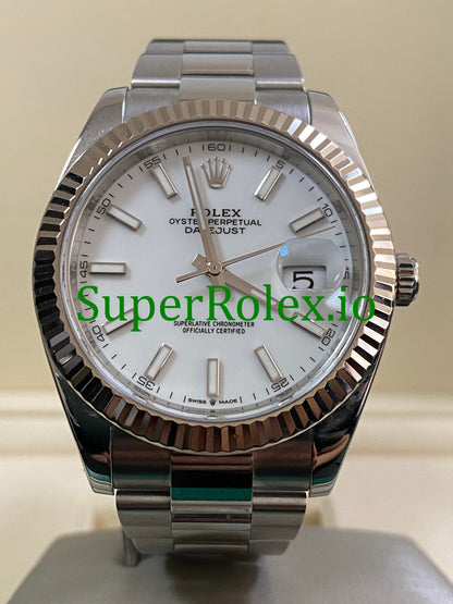 Datejust 41 Steel and White Gold Rolesor White Index Dial Ref.126334