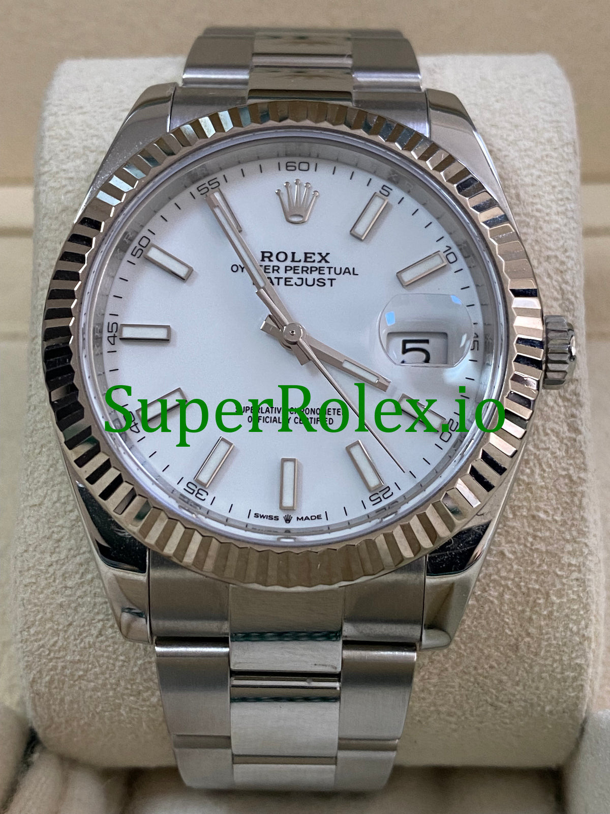Datejust 41 Steel and White Gold Rolesor White Index Dial Ref.126334
