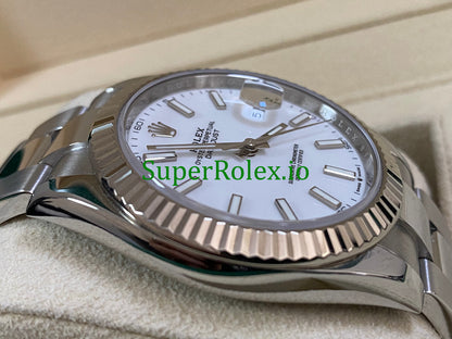 Datejust 41 Steel and White Gold Rolesor White Index Dial Ref.126334