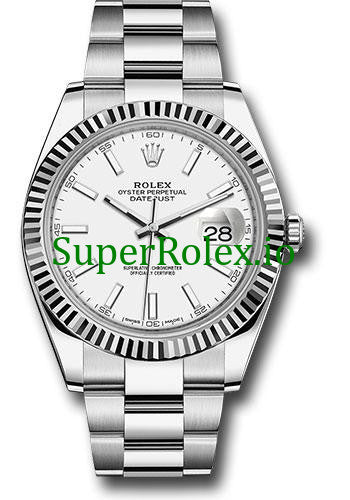 Datejust 41 Steel and White Gold Rolesor White Index Dial Ref.126334