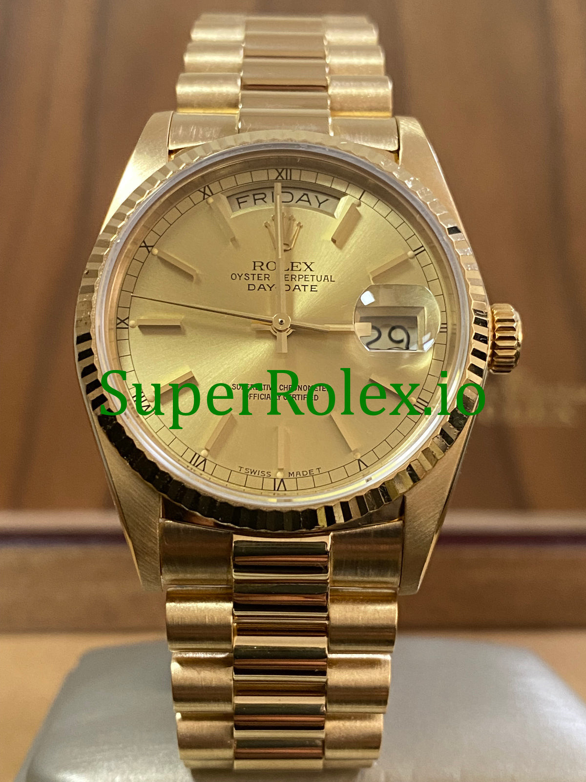 Day-Date 36MM Yellow Gold Champagne Index Dial Ref.18038