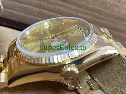 Day-Date 36MM Yellow Gold Champagne Index Dial Ref.18038