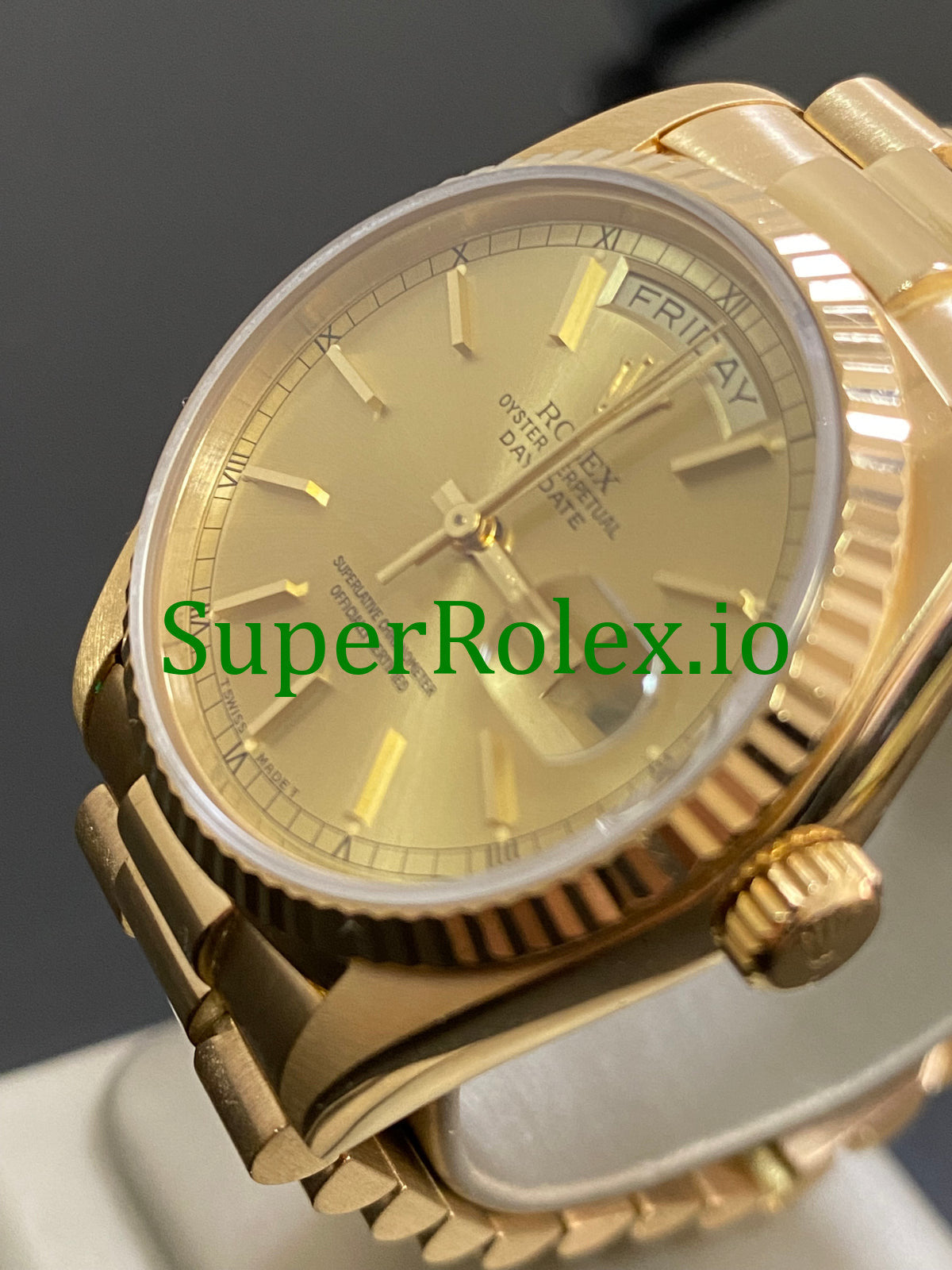 Day-Date 36MM Yellow Gold Champagne Index Dial Ref.18038