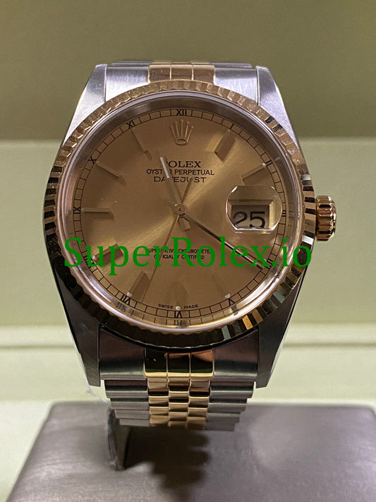 Datejust 36 Steel and Yellow Gold Champagne Index Dial Ref.16233