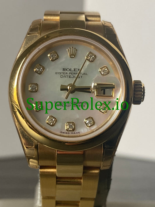 Lady-Datejust 26 Yellow Gold Mother of Pearl Diamond Dial Ref.179168