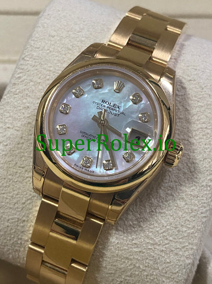 Lady-Datejust 26 Yellow Gold Mother of Pearl Diamond Dial Ref.179168