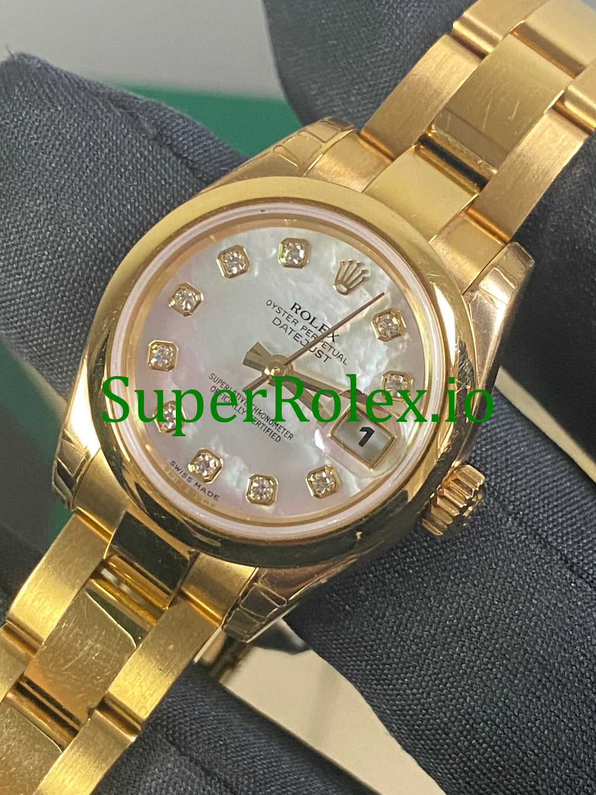 Lady-Datejust 26 Yellow Gold Mother of Pearl Diamond Dial Ref.179168