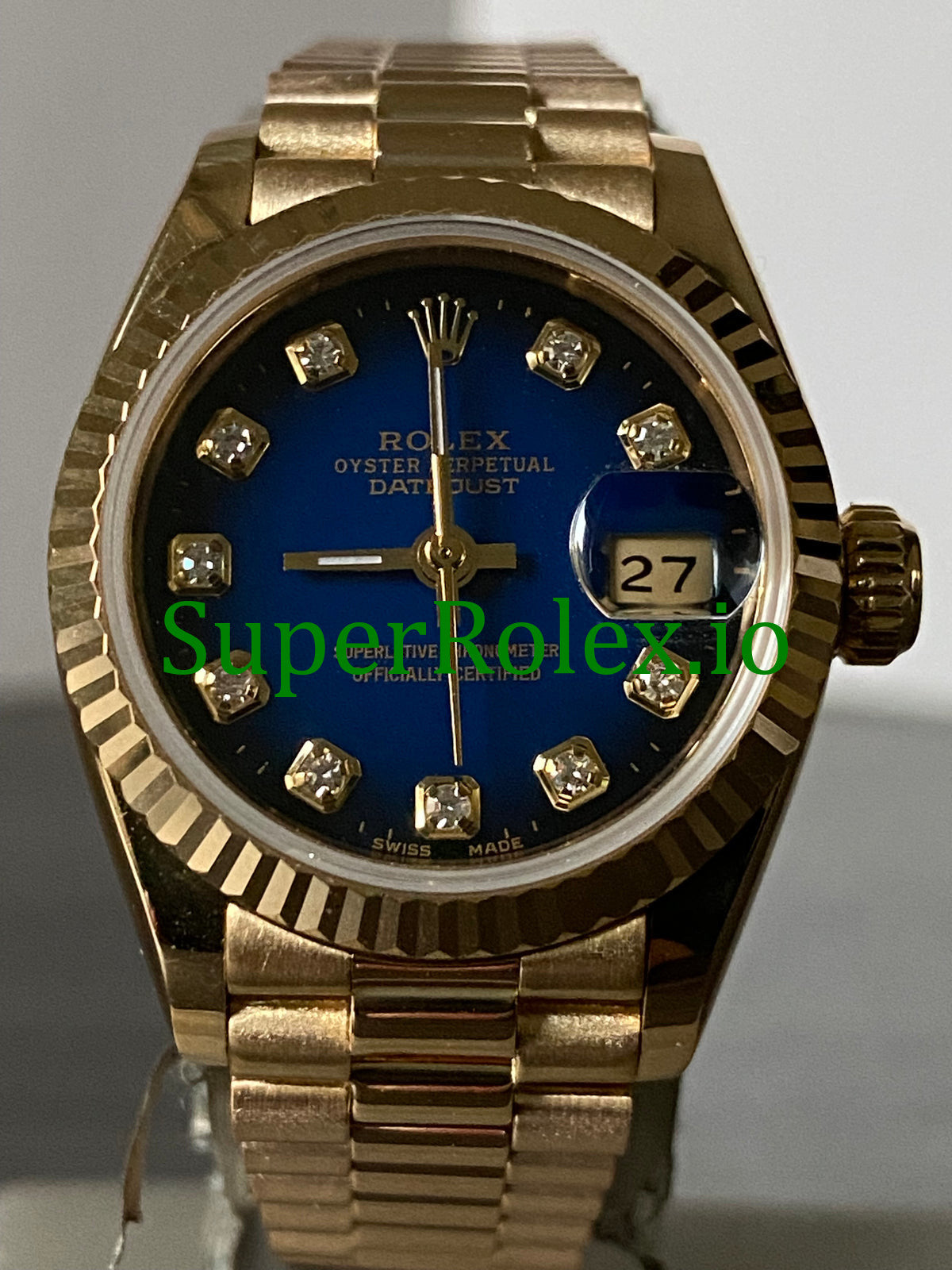 Lady-Datejust 26MM Yellow Gold Blue Vignette Diamond Dial Ref.69178