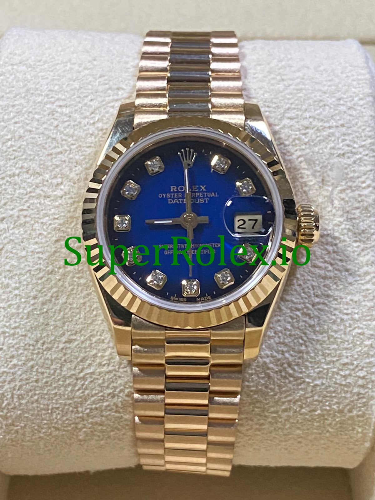 Lady-Datejust 26MM Yellow Gold Blue Vignette Diamond Dial Ref.69178