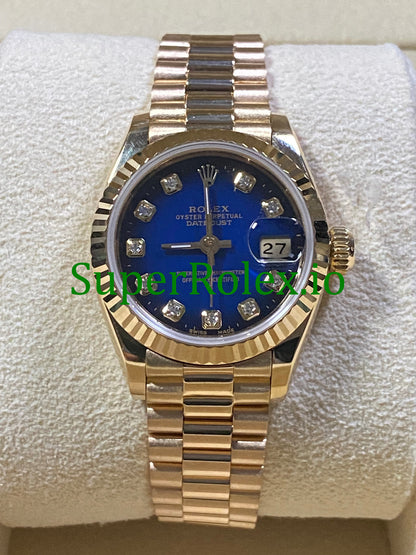 Lady-Datejust 26MM Yellow Gold Blue Vignette Diamond Dial Ref.69178