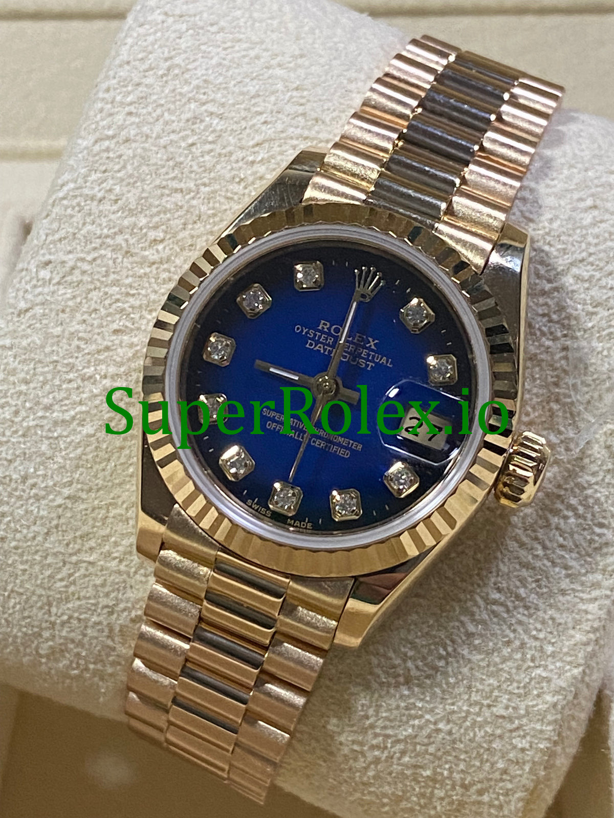 Lady-Datejust 26MM Yellow Gold Blue Vignette Diamond Dial Ref.69178