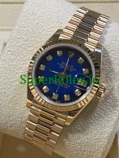 Lady-Datejust 26MM Yellow Gold Blue Vignette Diamond Dial Ref.69178