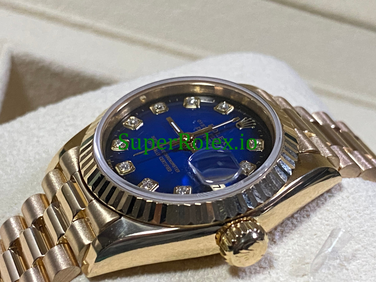 Lady-Datejust 26MM Yellow Gold Blue Vignette Diamond Dial Ref.69178