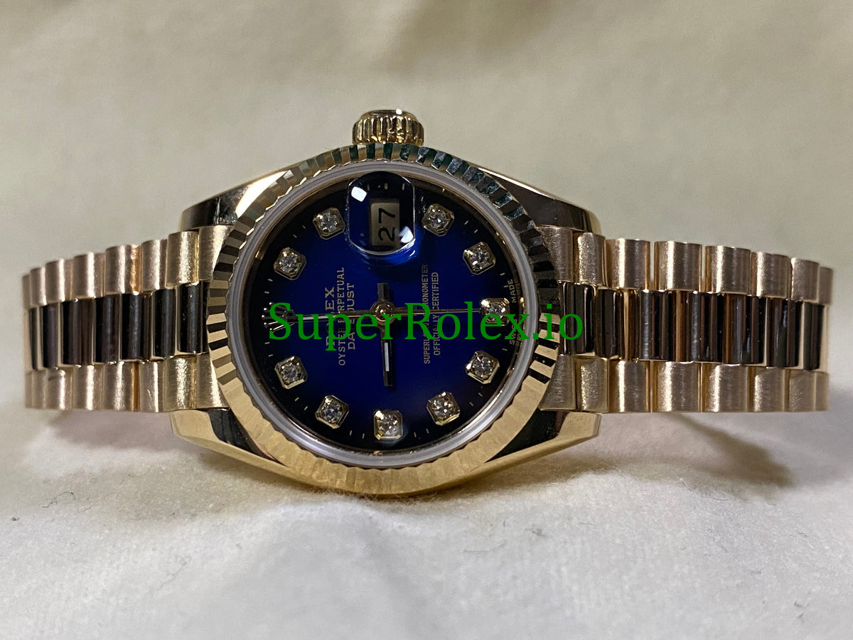 Lady-Datejust 26MM Yellow Gold Blue Vignette Diamond Dial Ref.69178