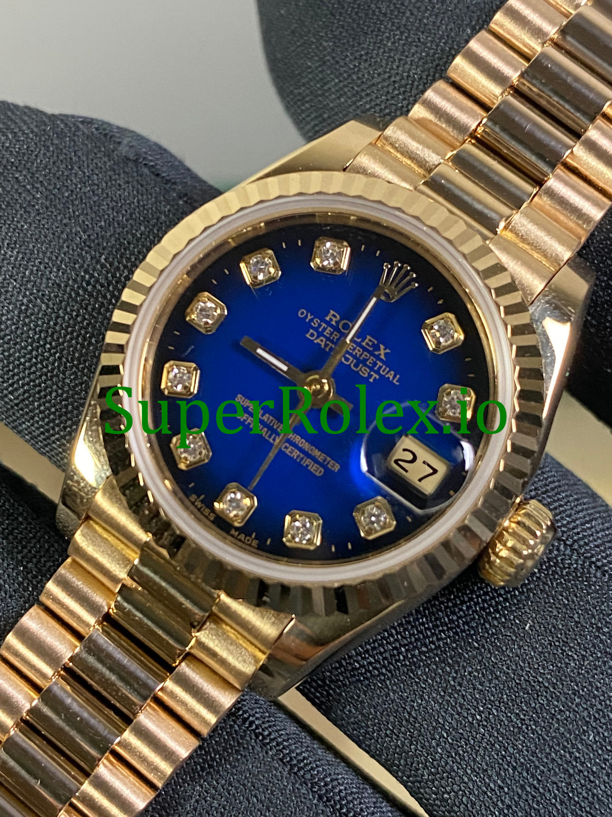 Lady-Datejust 26MM Yellow Gold Blue Vignette Diamond Dial Ref.69178