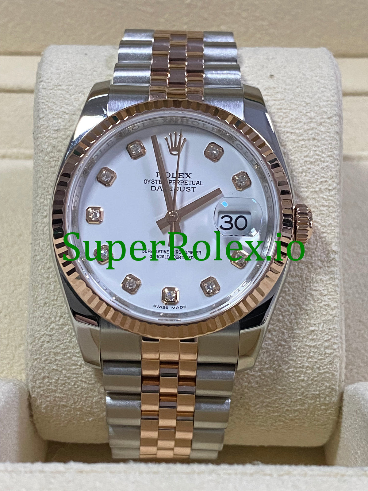 Datejust 36 Everose Gold White Diamond Dial Ref.116231