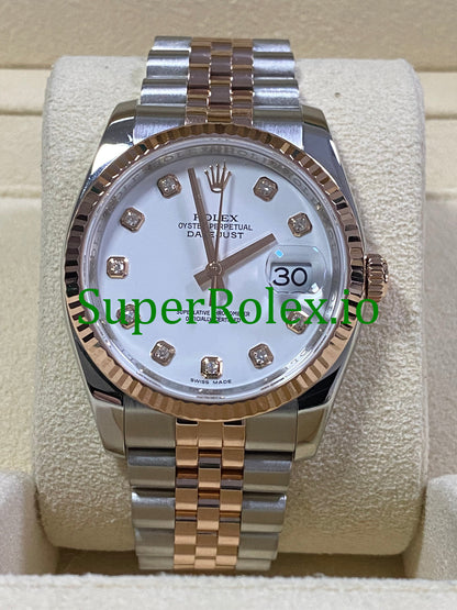 Datejust 36 Everose Gold White Diamond Dial Ref.116231