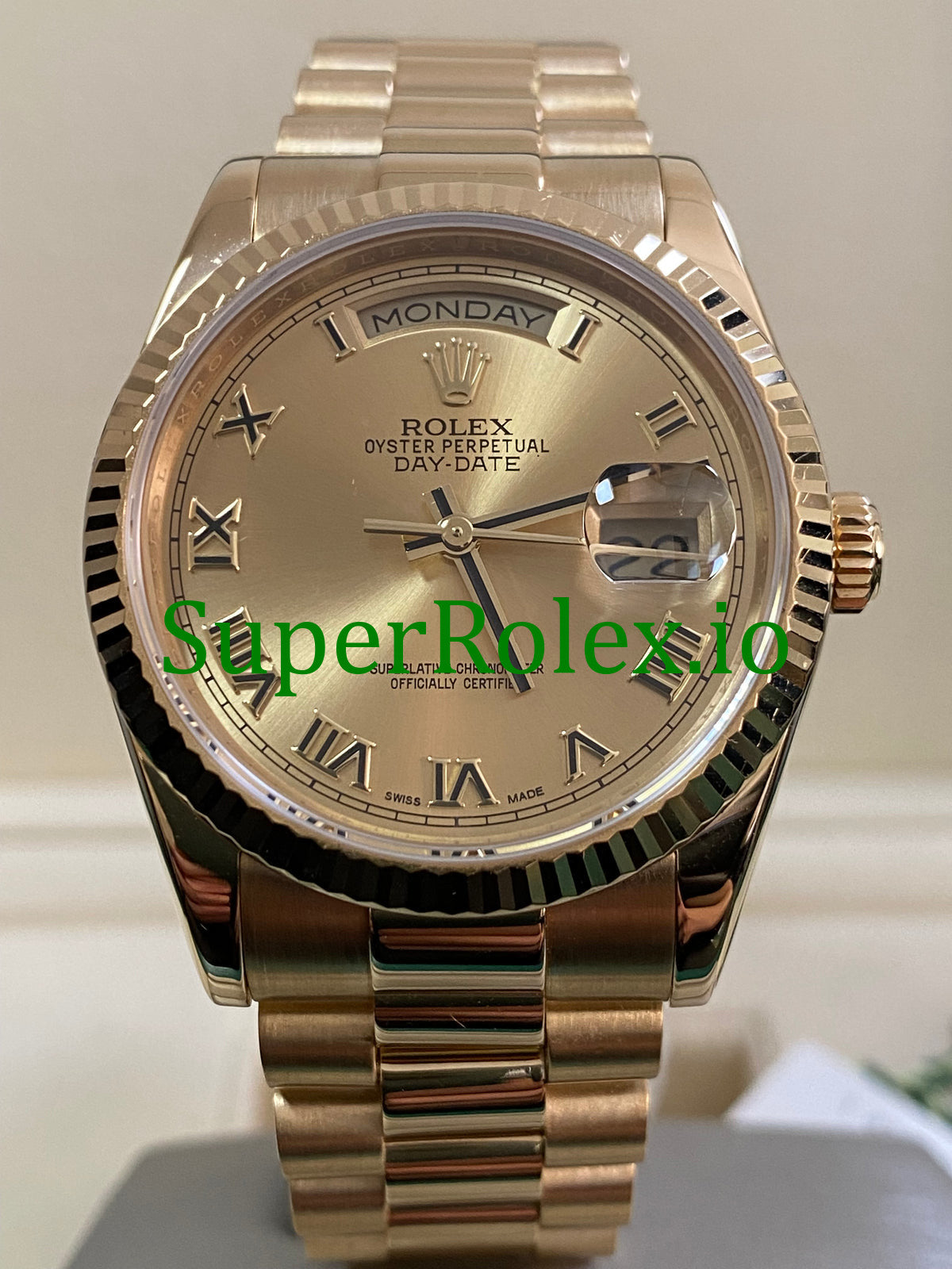 Day-Date 36MM Yellow Gold Champagne Roman Dial Ref.118238