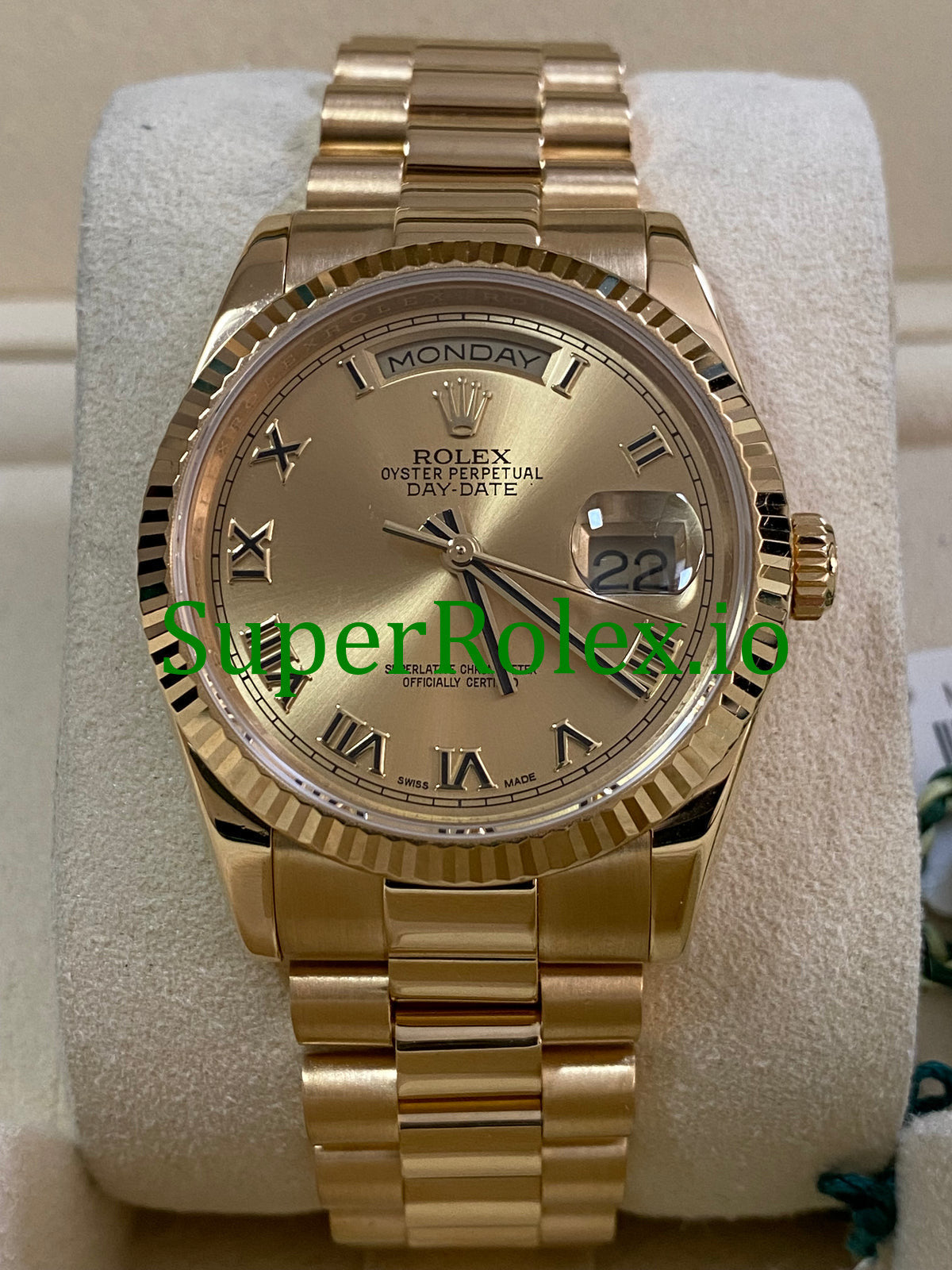 Day-Date 36MM Yellow Gold Champagne Roman Dial Ref.118238