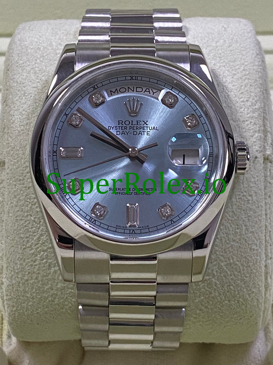 Platinum Day-Date 36MM Ice Blue Diamond Dial Ref.118206