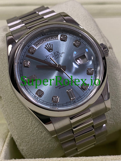 Platinum Day-Date 36MM Ice Blue Diamond Dial Ref.118206
