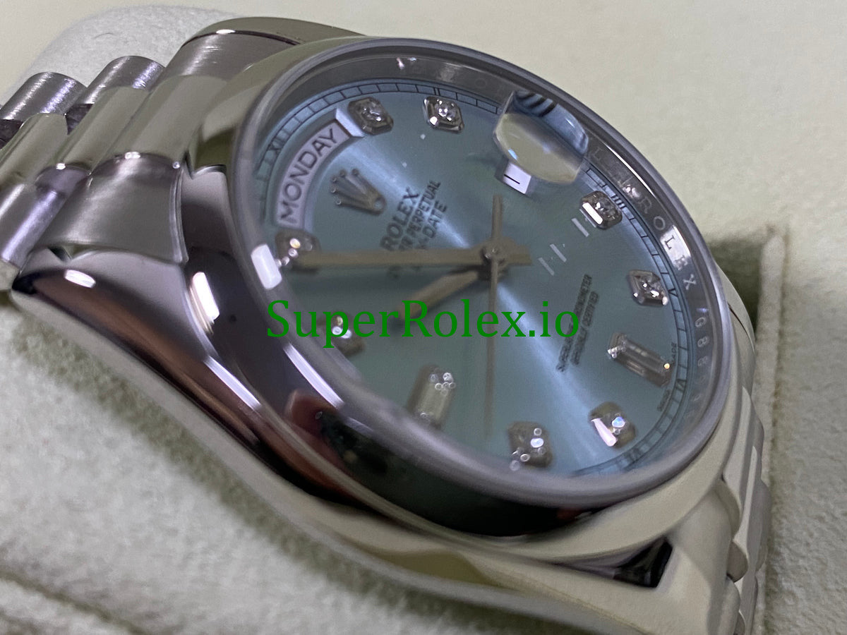 Platinum Day-Date 36MM Ice Blue Diamond Dial Ref.118206