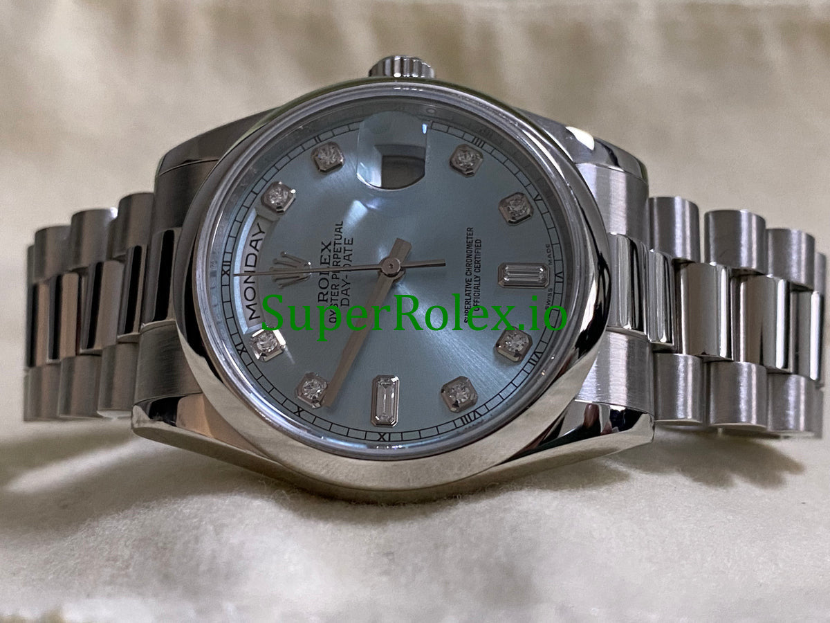 Platinum Day-Date 36MM Ice Blue Diamond Dial Ref.118206