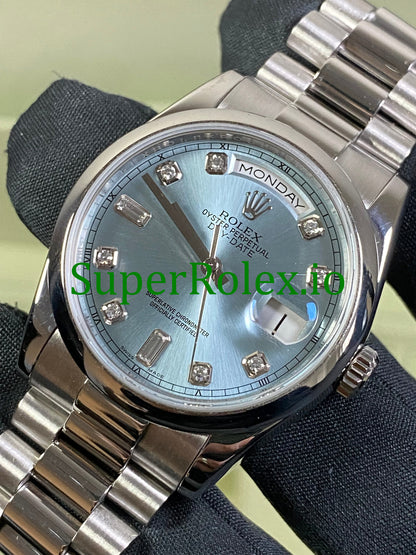 Platinum Day-Date 36MM Ice Blue Diamond Dial Ref.118206
