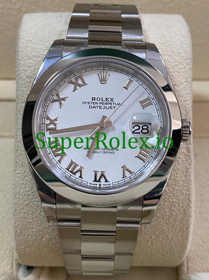 Datejust 41 Steel White Roman Dial Ref.126300