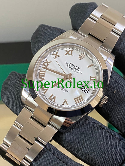 Datejust 41 Steel White Roman Dial Ref.126300