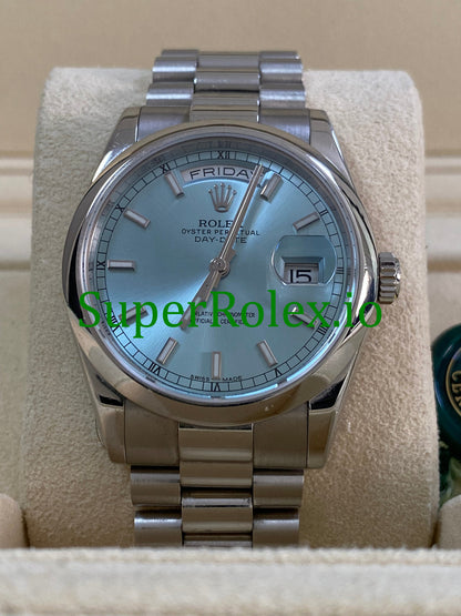 Platinum Day-Date 36 Ice Blue Dial Ref.118206