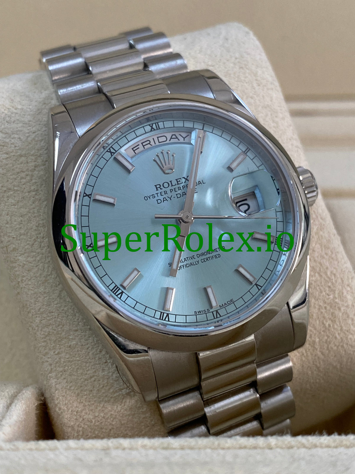 Platinum Day-Date 36 Ice Blue Dial Ref.118206