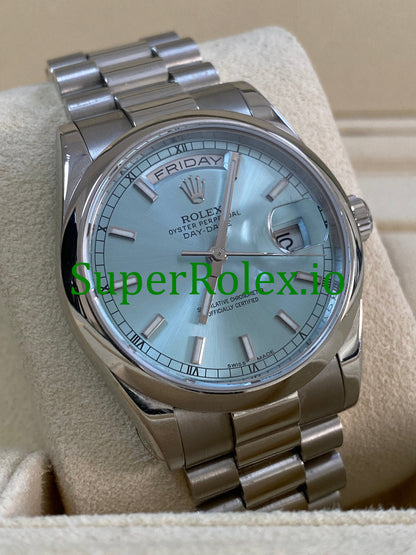 Platinum Day-Date 36 Ice Blue Dial Ref.118206
