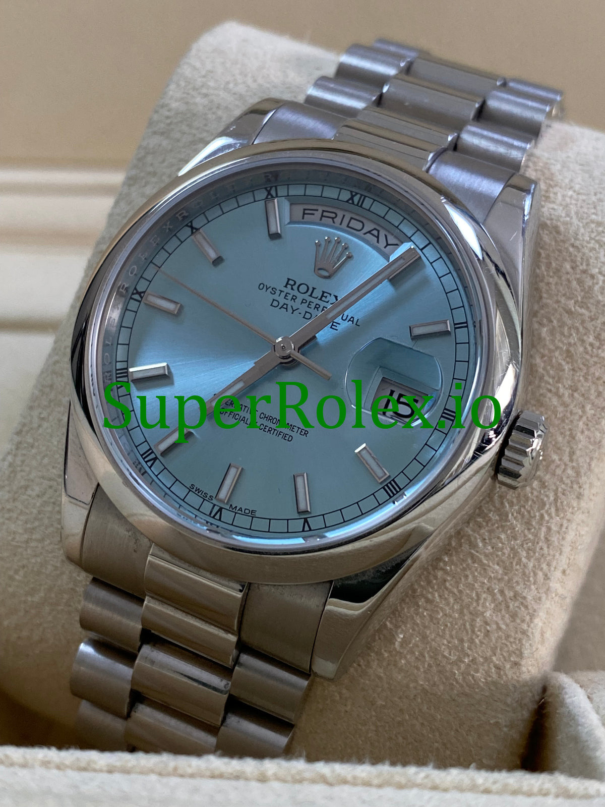 Platinum Day-Date 36 Ice Blue Dial Ref.118206